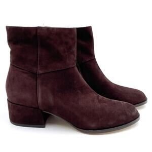 Eileen Fisher Anja Boots Chocolate Brown Suede Block Heel Ankle Sz‎ 10